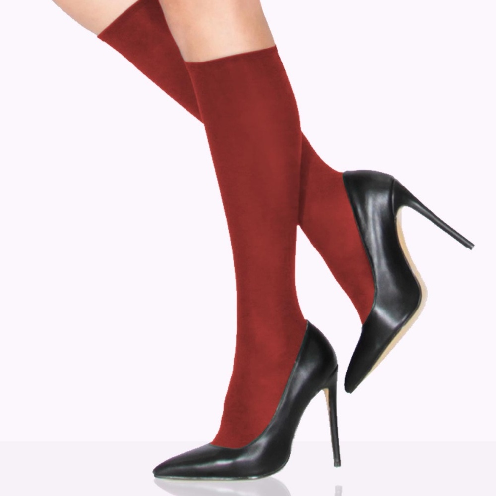Red knee high socks, stockings